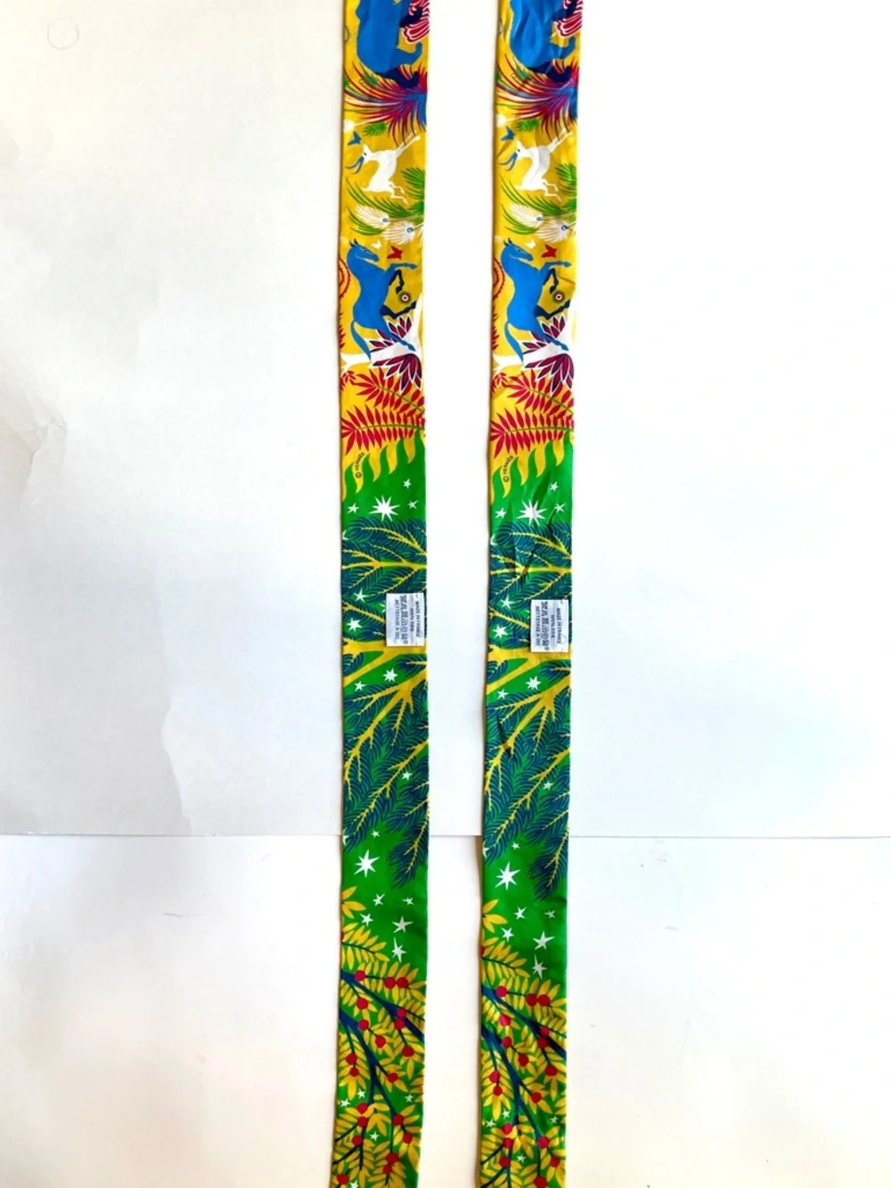 Hermès Set of 2 Twilly Scarves 100% Silk | Le Charme D’Orphee | Yellow & Green - Picture 6 of 8